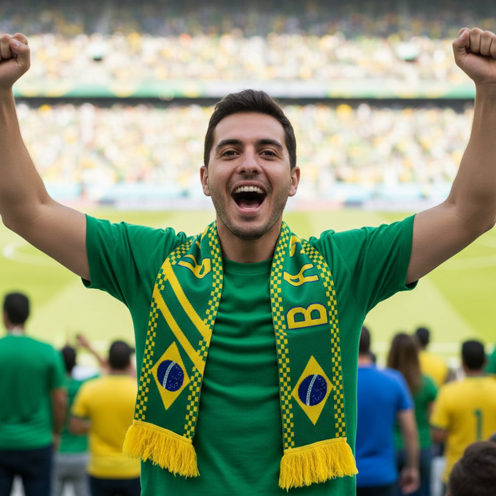 World Cup Brazil Flag Football Scarf Fringe