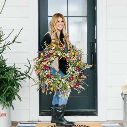 Wreath Front Door Spring Floral Seasonal